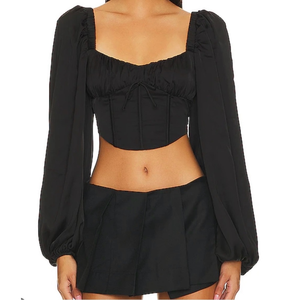 For Love & Lemons Kat Black Top